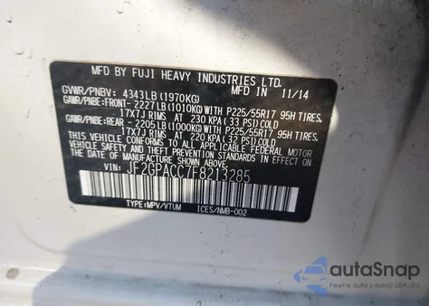 2015 Subaru Xv Crosstrek 2.0I Premium из США, поврежденный, VIN JF2GPACC7F8213285